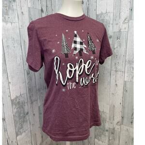 Hope of the World Matthew 12:21 Womens Medium Short Sleeve Christmas Tree Tee